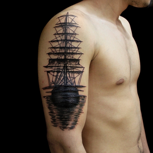,korsan,gemi,dovmesi,pirate,ship,tattoo