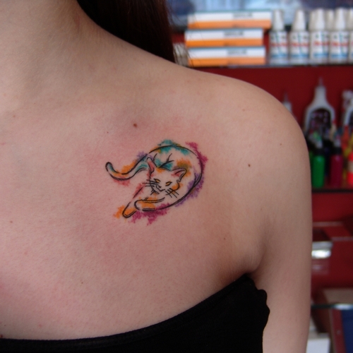 watercolor,cat,tattoo,kedi,dovmeleri